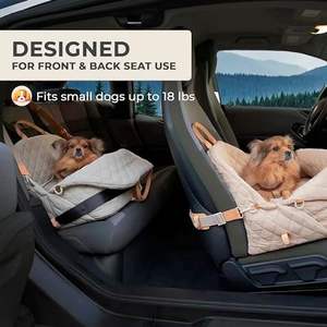 OEM 3-en-1 portador de mascotas a prueba de agua patrón sólido almohada almacenamiento bolsillo correa de seguridad gatos 18 libras cachorro asiento de coche perro cama cartón - Product Image 2