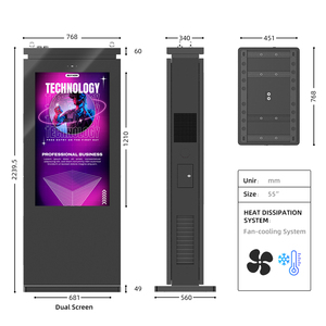 Mwe 2500nits <span class=keywords><strong>55</strong></span>-65 inch tương tác ngoài trời Android <span class=keywords><strong>LCD</strong></span> hiển thị độ sáng cao hai mặt kỹ thuật số biển kiosk bao vây - Product Image 4