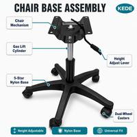 Base de chaise en nylon noir à cinq étoiles avec vérin à gaz et roulettes silencieuses, réglable en hauteur, pour pièces de chaise pivotante – Fourniture directe usine