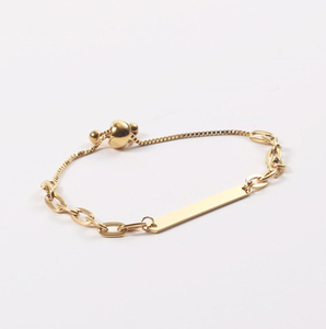 Custom 18K PVD Gold Stainless Steel Adjustable Cured Bar Bracelet | Blank For Custom Laser <b>Engraving</b> Ideal For Personalized Gift - Product Image 4