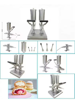 Machine de remplissage commerciale de bureau à double tête pour gâteaux, choux, croissants, confiture, crème au chocolat, équipement de boulangerie pour sandwichs