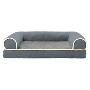 Luxe Suède Anti-Slip Bodem Waterdicht Huisdier Bed Hoogwaardig Traagschuim Hond Huisdier Bed Met Rits Sofa Stijl