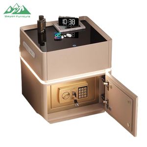 Mesita de Noche Inteligente Moderna Negra Wayon con Caja Fuerte Integrada, Carga Inalámbrica y Acabado en Cuero - Product Image 3