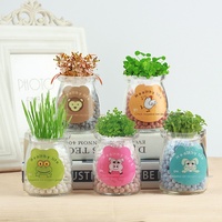 Boneka rumput panjang Modern ramah lingkungan ekspresi keren kreatif pot ornamen hadiah DIY menanam Ion negatif hidroponik