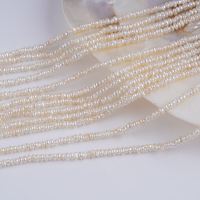 Perles bouton à bas prix 3-3,5 mm, perles d'eau douce blanches, brin de perles en vrac pour la fabrication de bijoux, vente en gros d'usine