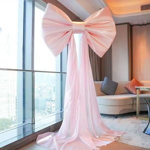 Lazo Gigante de Terciopelo Rojo Elegante LANJO con Hilo Brillante para Decoración de Bodas y Escaparates de Varios Tamaños, Estilo Coreano - Product Image 4
