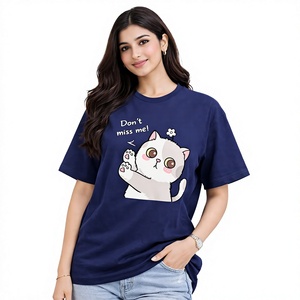 <b>Large</b> Size Knitted Cotton Women's <b>T</b>-<b>shirt</b> Summer Loose Casual Animal Front Logo Plus Size Crew Neck Short-sleeved Adults - Product Image 1