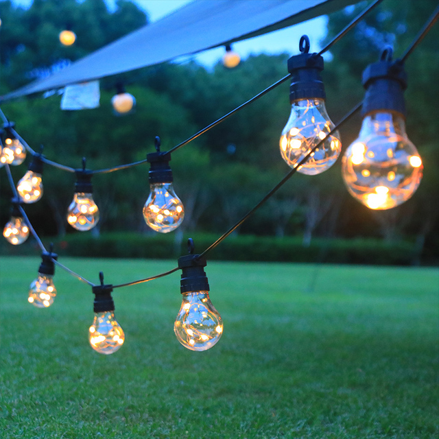Popular Solar LED Street Garland String Light G40 Remote Control Waterproof Warm White Garden Decor Wedding Christmas IP44
