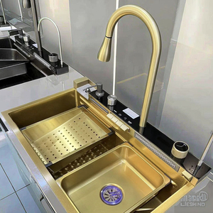 Gold SUS Smart <strong>Kitchen</strong> <strong>Sink</strong> Nano Stainless Steel Hand Made <strong>Kitchen</strong> <strong>Sink</strong> Waterfall <strong>Kitchen</strong> <strong>Sink</strong> With Digital Display - Product Image 2