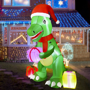 Hộp quà khủng long bơm hơi LED Giáng sinh bán buôn nhà máy, đồ trang trí Giáng sinh ngoài trời cổ điển, khủng long khổng lồ bơm hơi - Product Image 2