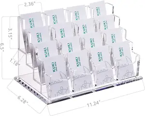 Business Card Holder Display for Desk, Vertically Clear Acrylic Multiple Business Card Holders 16 Slots 4 Tier Counter Stand