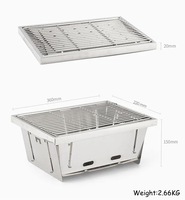 Barbecue portable d'extérieur pliable en acier inoxydable, gril à charbon de bois pliable