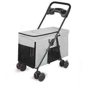 รถเข็นสัตว์เลี้ยงแบบพับได้สำหรับสุนัขขนาดใหญ่และการเดินทางของสัตว์เลี้ยงหลายตัว |   ดีไซน์ทนทาน น้ำหนักเบา ระบายอากาศได้ดี - Product Image 1