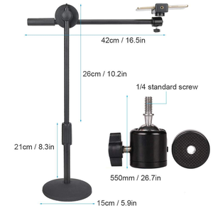 Phone&Tablet Floor <b>Stand</b> Stable Tapered Pole <b>Stand</b> 30cm Flat Base Multi-Angle Adjustment Flexible Aluminium - Product Image 4