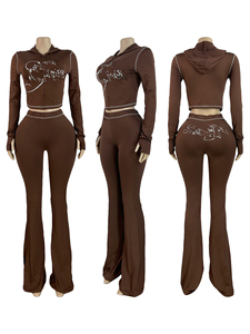 E5071-2026 Abbigliamento di Tendenza, Set Due Pezzi con Felpa Leopardata a Maniche Lunghe, Tuta da Donna - Product Image 5