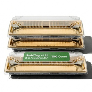 Disposable <b>Plastic</b> Sushi <b>Tray</b> With Anti-fog Transparent Lid Customized Printed Sushi Takeaway Food Packaging Box - Product Image 1
