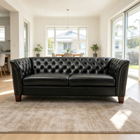 Meubles de salon antiques de luxe, canapé Chesterfield en cuir véritable, canapé haut de gamme pour chambre à coucher, hôtel, bureau