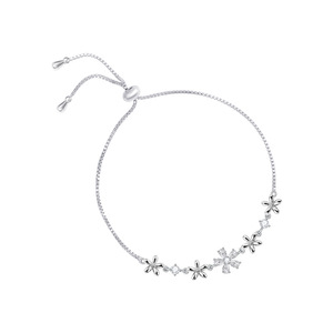 Flower Pattern <b>Adjustable</b> <b>Bracelet</b> Copper Alloy Claw Setting Everyday Wear - Product Image 5