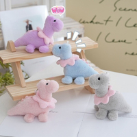 Porte-clés dinosaure en peluche mignon Brontosaurus avec collier fleuri et bavoir tournesol, couleur Morandi, mini breloque de sac en peluche, vente en gros