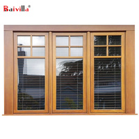 Fenêtre coulissante à double vitrage en PVC de qualité supérieure, 3 rails, cadre en alliage d'aluminium, persienne horizontale, moustiquaire magnétique