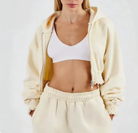 Haut court zippé décontracté pour femme, coupe ample, en molleton uni, style sweat-shirt, avec logo personnalisé, volants, style streetwear Millenium, pour l'été