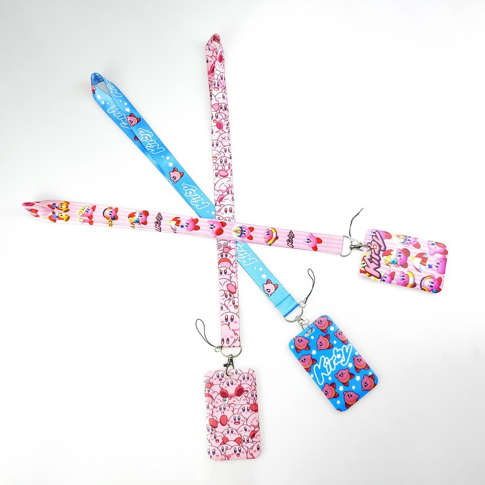 Portable Cartoon Cute Kirby Lanyards Satin Accessories Anti-Lost Neck Strap Card Holder Phone Case Lanyards Promotional Gifts Image 2