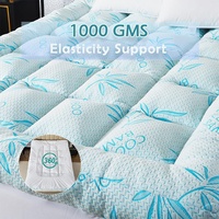 Surmatelas personnalisé en mousse à mémoire de forme, épaisseur 5 pouces, rafraîchissant, matelassé, portable, respirant, avec couche d'air en viscose de bambou et jupe de lit