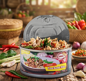 Atún enlatado en hojuelas con especias indonesias Woku, listo para comer, marisco nutritivo, alto en proteínas, bajo en grasas. - Product Image 1