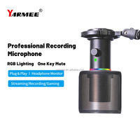 Yarmee Nuovo Arrivo Microfono USB da Scrivania RGB con Cancellazione del Rumore Cardioide per Gaming, Podcast e Streaming
