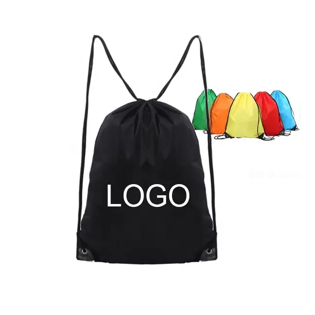 Mochila de logotipo personalizada barata, embalagem personalizada para livros, roupas, yoga, academia, à prova d' água, com cordão