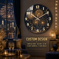 Reloj de Pared de Vidrio de 12 Pulgadas con Diseño de Pavo de Acción de Gracias, Personalizable, OEM, ODM, Directo de Fábrica, Decoración para el Hogar