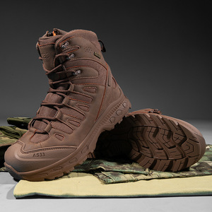 Bottes tactiques As33 pour hommes, bottes de randonnée en cuir suédé naturel à lacets, pointures 39-47 - Product Image 1