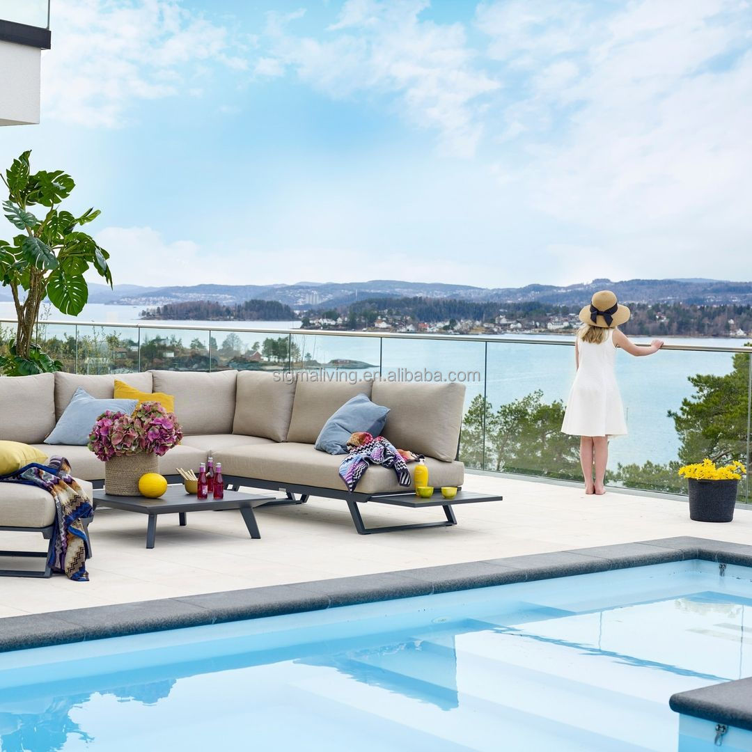 garden furniture aluminium outdoor meubles de patio en aluminium patio modular metal luxury sofa