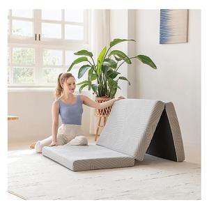 Colchón de espuma viscoelástica de tres pliegues Colchón <span class=keywords><strong>plegable</strong></span> individual de 4 pulgadas con funda <span class=keywords><strong>plegable</strong></span> y lavable Estera de viaje e invitados - Product Image 1