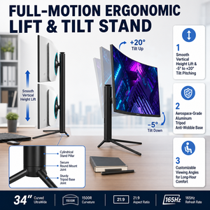 Cafetería Esports con PC Curvo Ultra Ancho de <span class=keywords><strong>34</strong></span> Pulgadas, 3440x1440, 165Hz, Intel <span class=keywords><strong>Core</strong></span> <span class=keywords><strong>I5</strong></span>, DDR4, SSD, Windows 11, Bluetooth, WiFi para Sala de Juegos - Product Image 2