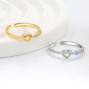 Bague pour femme en argent plaqué, forme cœur creuse, micro-incrustée de zircon, design créatif en forme de cœur, anneaux de doigt en zircon pour femmes - Product Image 4