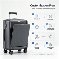 Valise trolley rigide 20 pouces à ouverture frontale pour PC, avec serrure TSA et roues silencieuses pivotantes à 360°, idéale pour les voyages d'affaires et le transport d'ordinateur portable