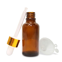 Flacon compte-gouttes en verre ambré 5ml-100ml avec bouchon doré et compte-gouttes blanc pour le stockage de sérum et d'huiles essentielles pour les soins de la peau