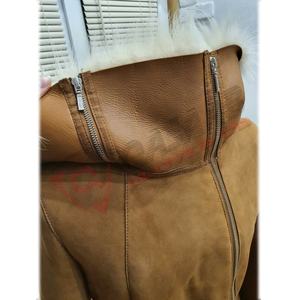 Abrigo grande marrón de invierno para mujer, Parka gruesa con costuras, abrigos largos ajustados de terciopelo con capucha de piel - Product Image 3