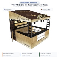 Stan Pameran Kain Tension 10x10 kaki dengan Rangka Aluminium, Kotak Lampu Terang, dan Pencetakan Sublimasi Pewarna