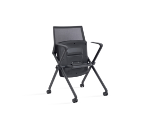 Chaise de formation empilable et pliable au design moderne, avec accoudoirs en ABS, dossier en maille et quatre pieds, idéale pour les bureaux et les salles d'attente – Offre spéciale - Product Image 4