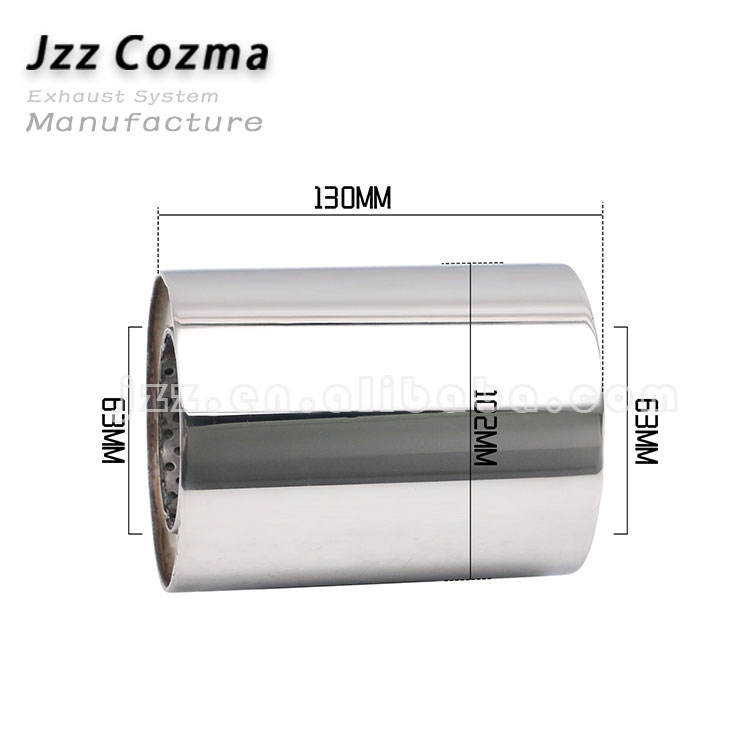 Terminale Scarico 63 Millimetri 2.5 "Marmitta Di Scarico Auto Risonatore Silenziatore Silenziatore In Acciaio Inox Punta Di Scarico Tubo Di Coda Silenziatore Universale Gola Coda Tubo Scarico (Size - Foto 8