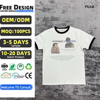 T-shirt Ringer Vintage Homme TS4226 100% Coton avec Impression Graphique Portrait Streetwear Manches Courtes Personnalisable pour Homme