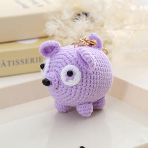 Vente chaude mignon dessin animé Animal <span class=keywords><strong>laine</strong></span> Crochet porte-clés sac tissé à la main pendentif accessoires petits porte-clés en peluche - Product Image 3
