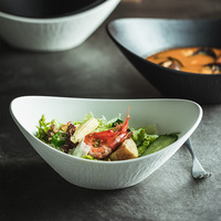 Bol en céramique de style japonais minimaliste avec couleur sous-glaçure pour salade, fruits, légumes, utilisation au micro-ondes