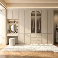 Guarda-Roupa Embutido em MDF Creme Personalizado com Penteadeira Integrada para Quarto Principal - Fornecimento Direto da Fábrica, Preço Competitivo