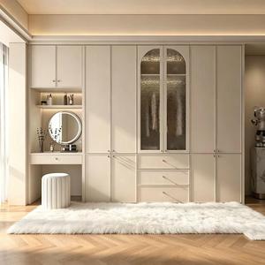 <span class=keywords><strong>Armario</strong></span> Moderno Minimalista Estilo Crema con Puerta de Vidrio Arqueada y Tocador Integrado para Dormitorios Pequeños - Product Image 3