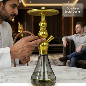 Chicha personnalisée B2B à livraison rapide, style Calabash, double port, en aluminium anodisé, avec filtre à fumée et vase <span class=keywords><strong>Pyrex</strong></span> - Product Image 3