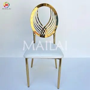 Mai Lai Hot Sale Dining Chair Iron Wedding Chair For Event Gold Metal Chair