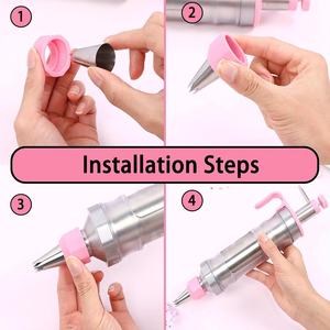 Kit de Décoration de Desserts : Seringues à Glaçage en Acier Inoxydable avec 6 Douilles et 9 Moules en Silicone pour Cupcakes - Product Image 3